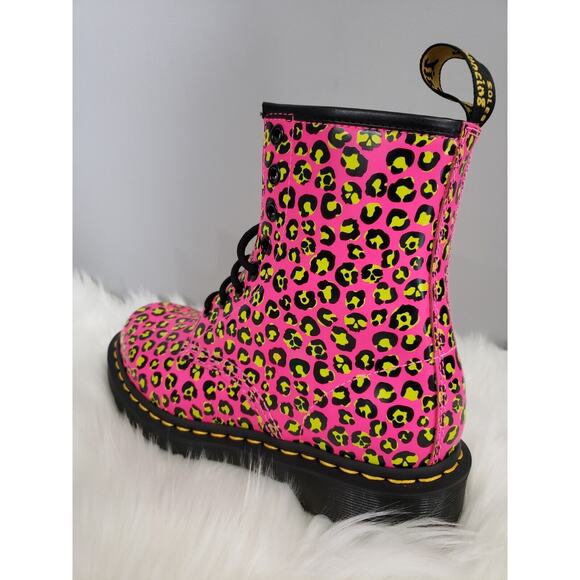 NEW Dr. Martens Docs 1460 Loud Leopard Smooth Pink 27652682 Women 6 Combat Boot - Picture 7 of 8